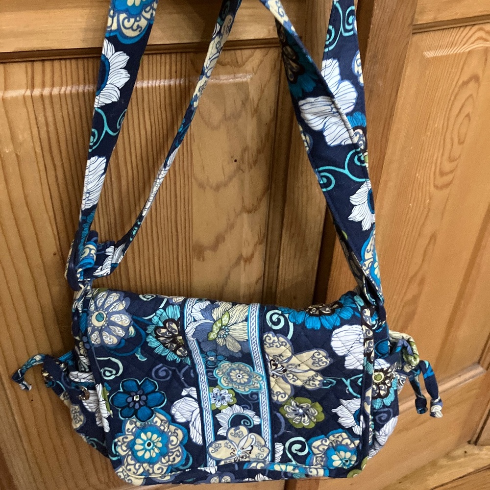Vera Bradley Blue Floral Crossbody with Adjustable Shoulder Strap